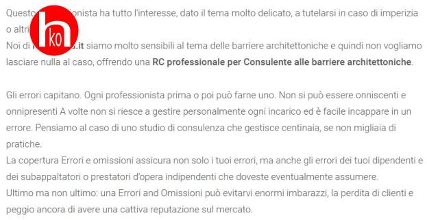 Assicurazione professionale sugli errori di progettazione sulle barriere archi
tettoniche
