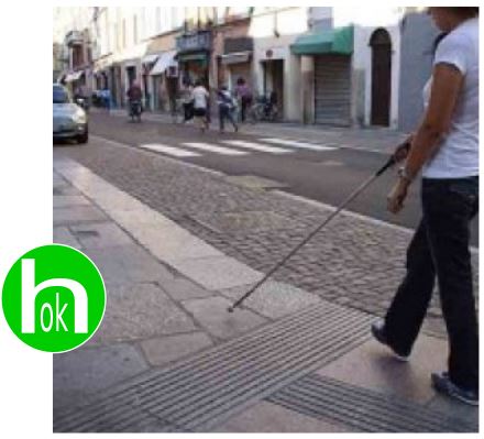 Marciapiede attrezzato per i non vedenti